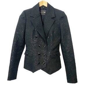 RACHEL ZOE Double Breasted Brocade Metallic Tuxedo Blazer